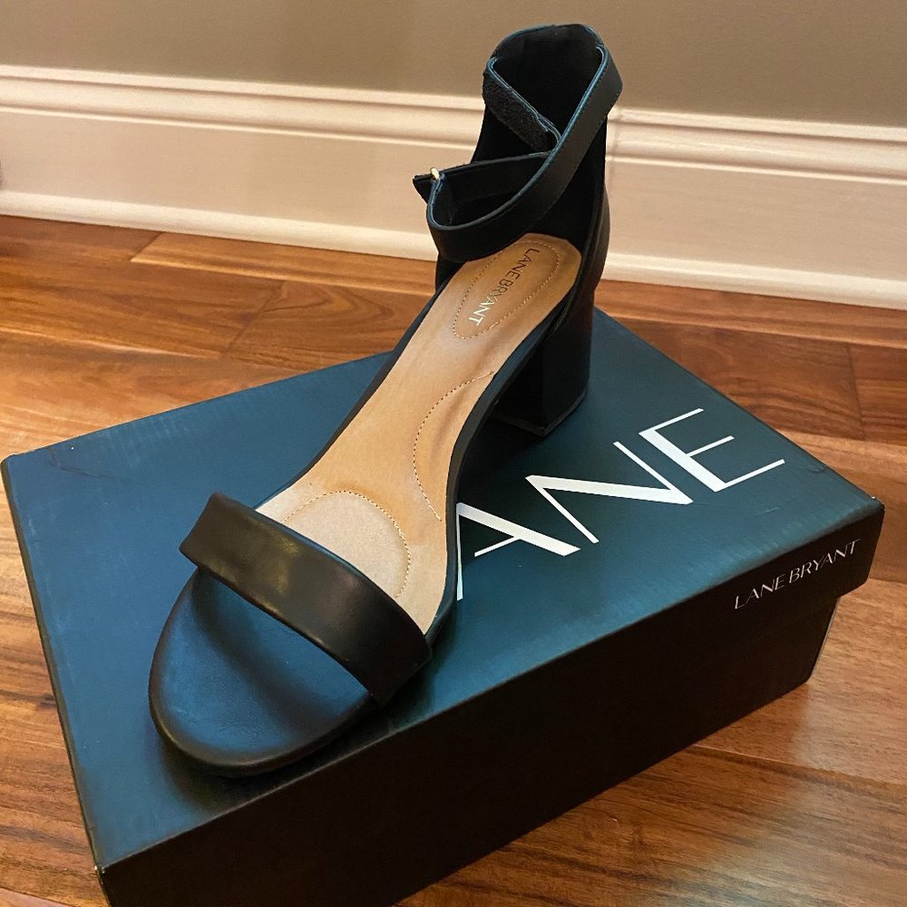 Lane Bryant Black Ankle Strap Heels - Sz 11 - NIB